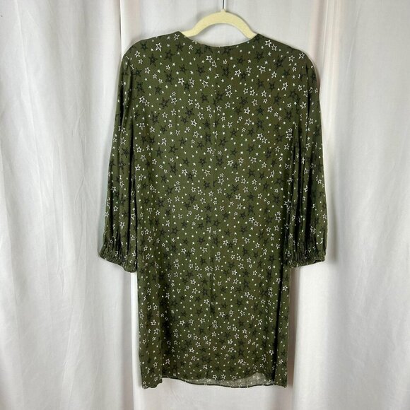 Boden Vanessa Shift Dress Women 6 Green Star Pattern Long Sleeves Mini Short - Picture 10 of 11